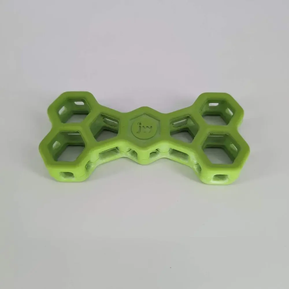 JW Pet Hol-ee Bone Lime Green Puppy Dog Toy / Puzzle / Chew Treat Toy - GUC